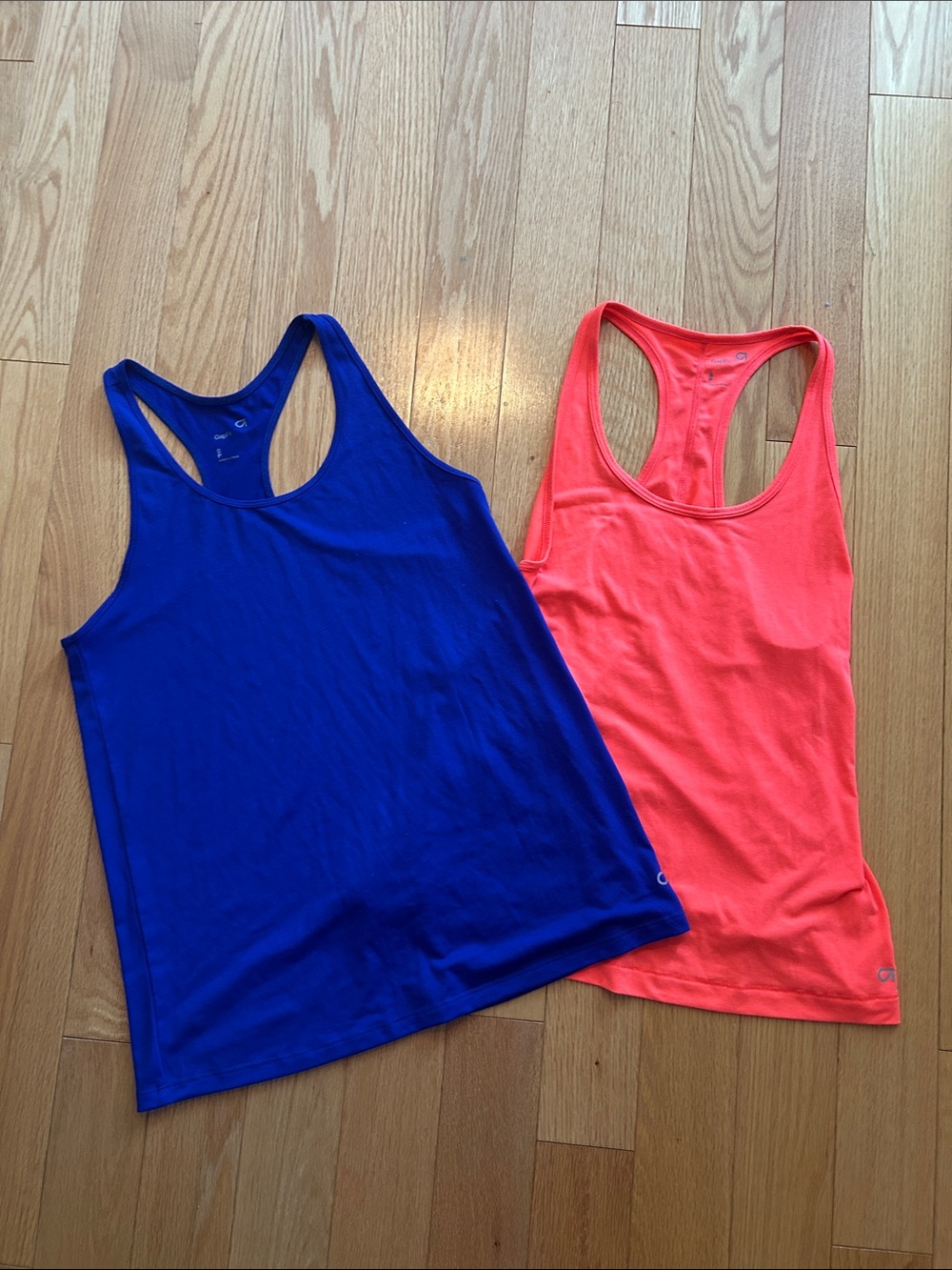 Two GAP fit Women's Racerback Tank Tops - Royal Blue & Neon Coral